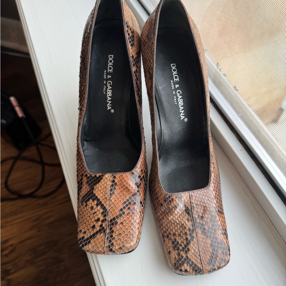 Dolce & Gabbana Tan Snakeskin Heels